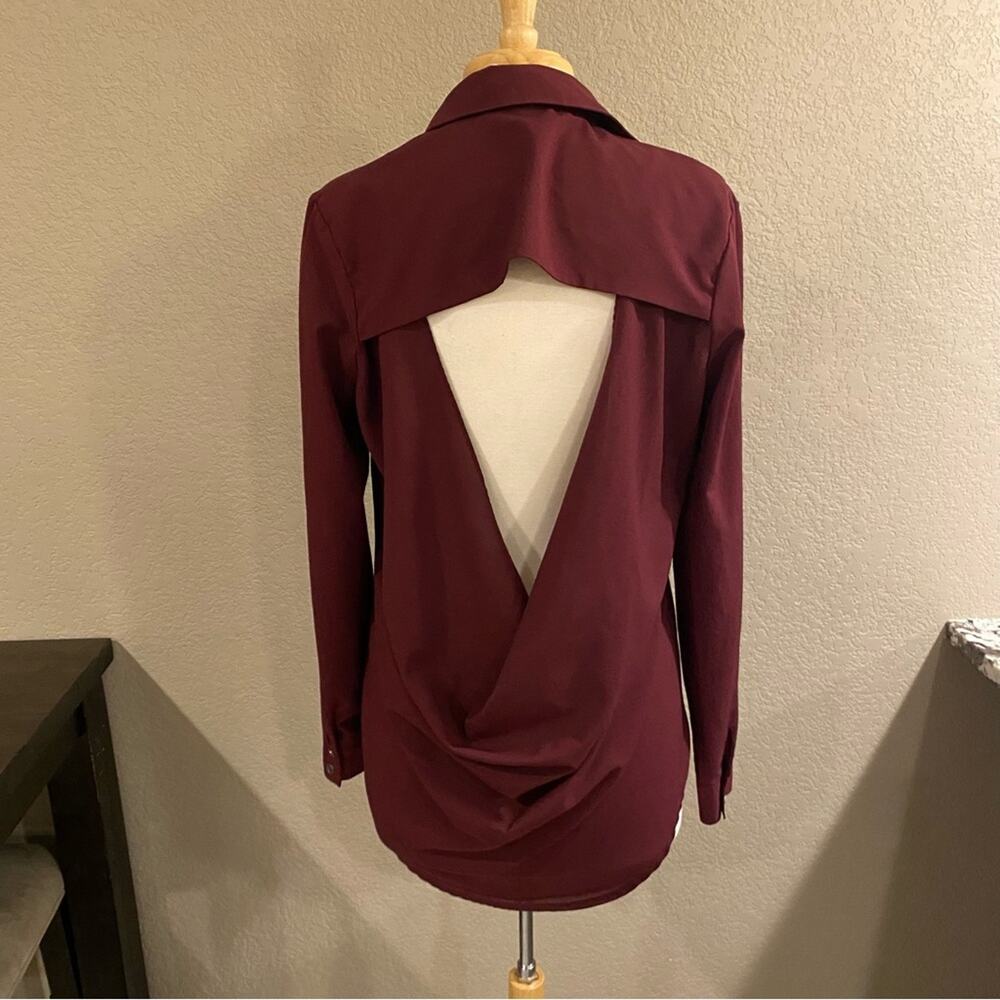 Cecico Button Up Open Back Top Maroon Medium - image 2